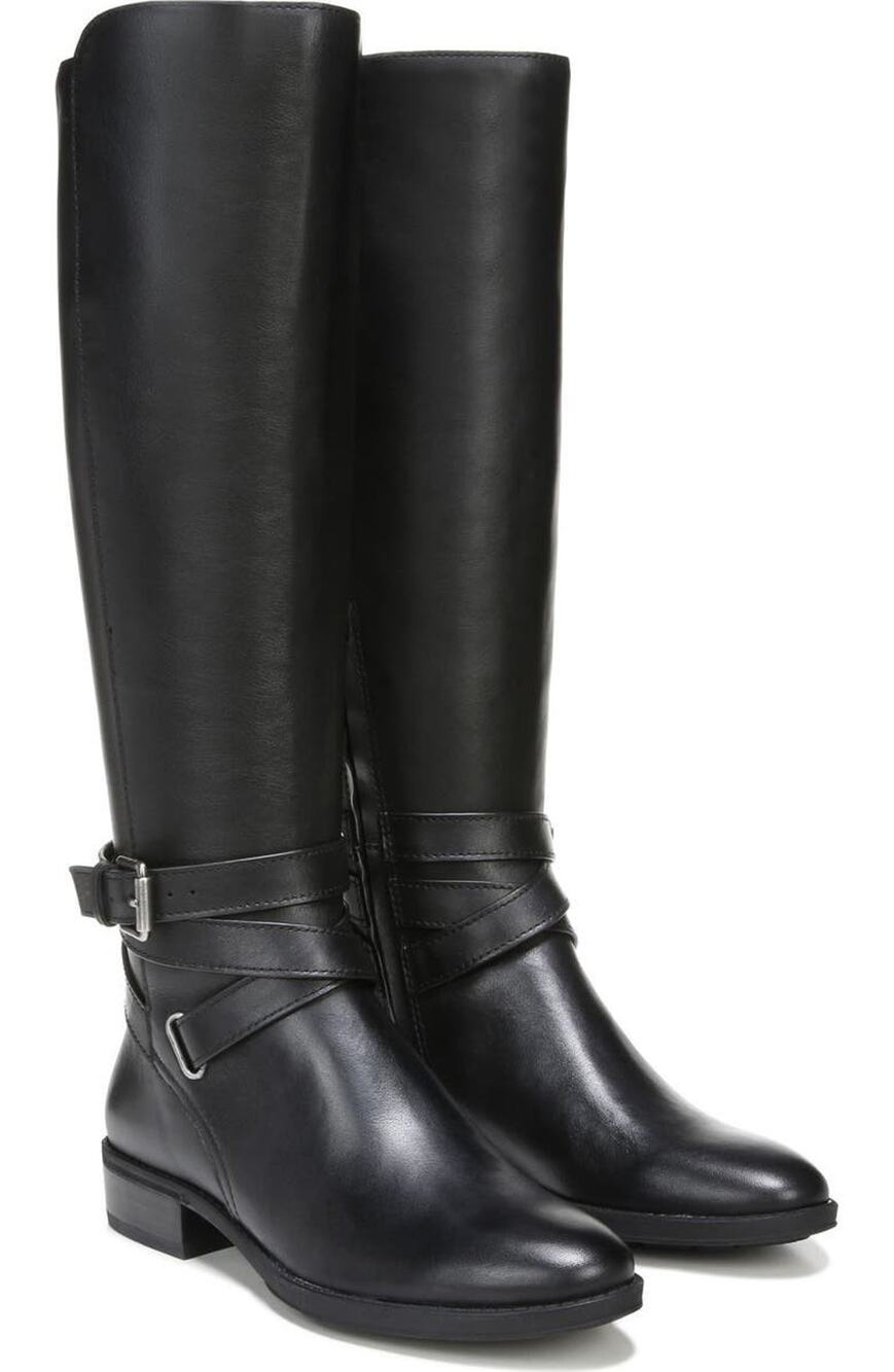 Sam Edelman Womens Pansy 2 Leather Knee-High Boots Black 8.5 M Wide Calf